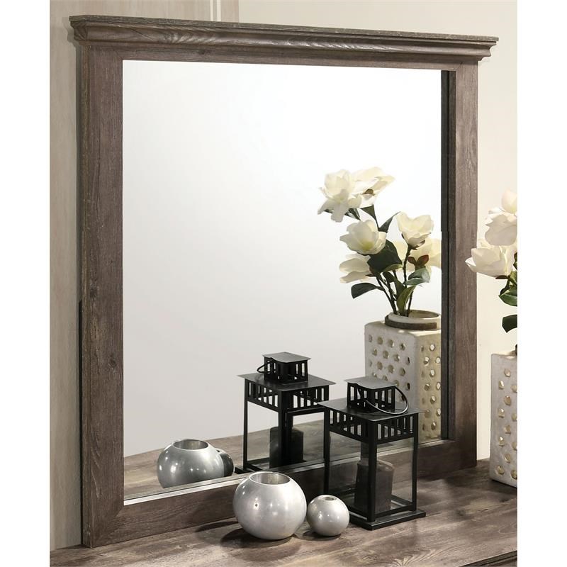 Furniture of America Gafin Transitional Solid Wood Framed Mirror in Gray