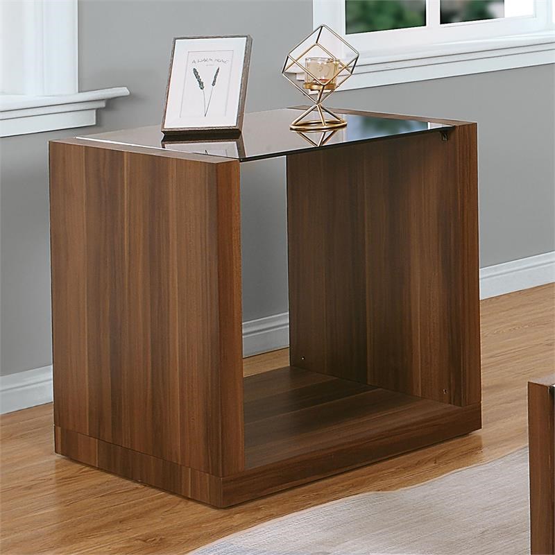 Furniture of America Trice Contemporary Wood 2-Piece Coffee Table Set in Walnut