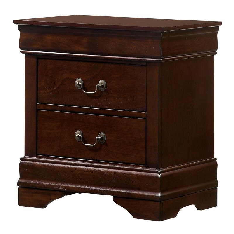 Furniture of America Jussy Transitional Solid Wood 2-Drawer Nightstand in Cherry