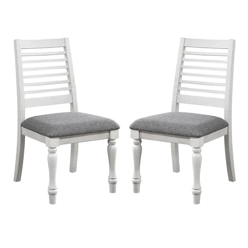 Furniture of America Treon Wood Padded Side Chair in Antique White (Set of 2)