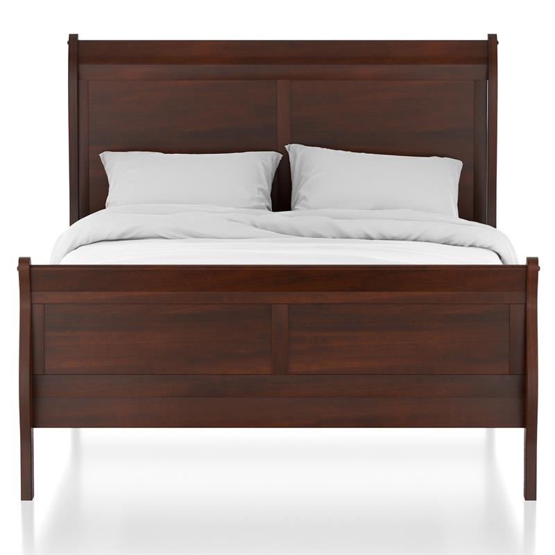 Furniture of America Jussy 3pc Cherry Wood Bedroom Set-Cal King + 2 Nightstands