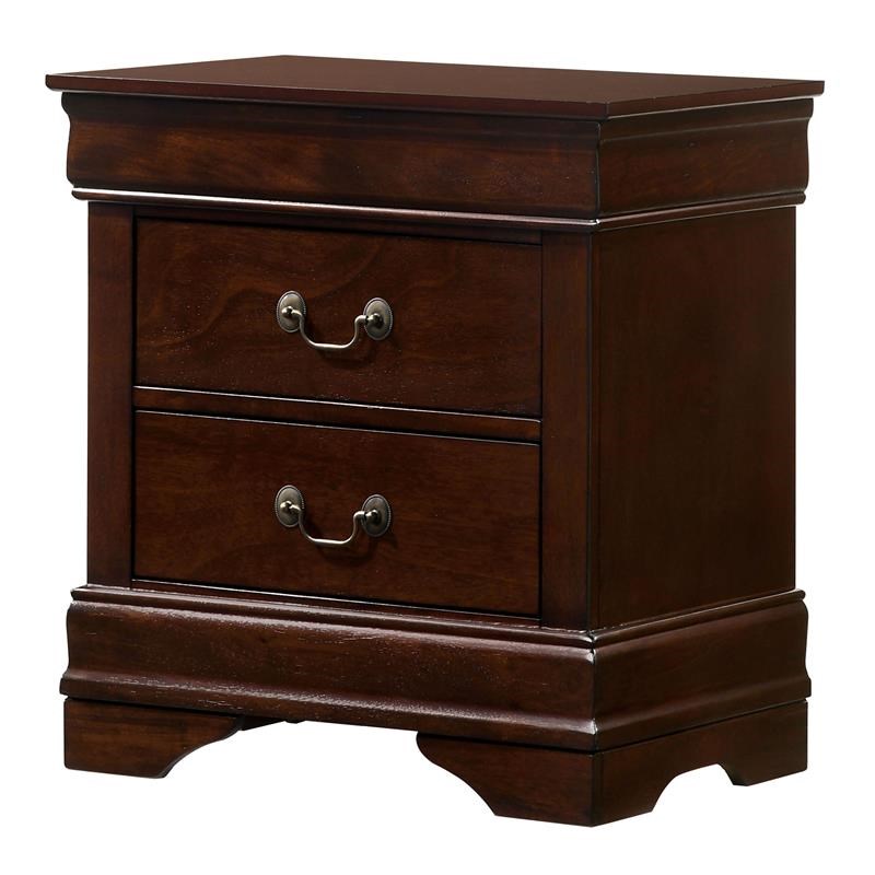 Furniture of America Jussy 3pc Cherry Wood Bedroom Set-Cal King + 2 Nightstands