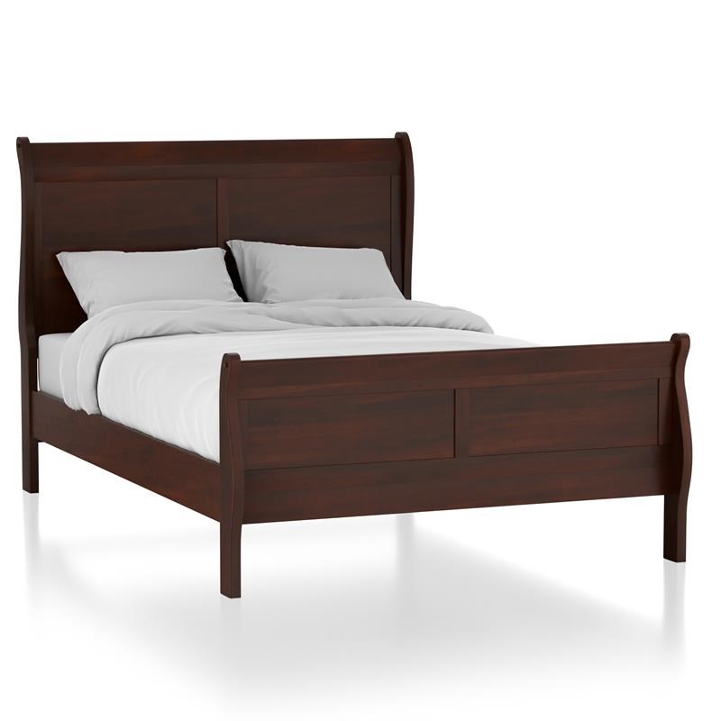 Furniture of America Jussy 3pc Cherry Wood Bedroom Set-Queen + 2 Nightstands