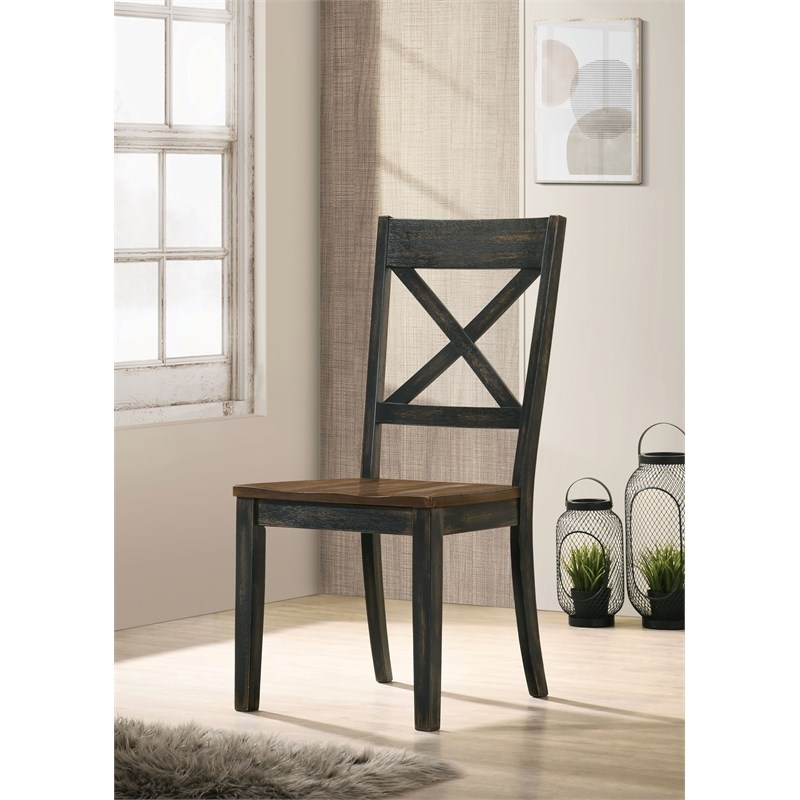 Furniture of America Tally Rustic Dining Chairs in Gray Wood Finish (Set of 2)