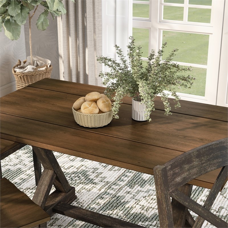 Furniture of America Tally 5-Piece Dining Set in Antique Gray Wood Finish