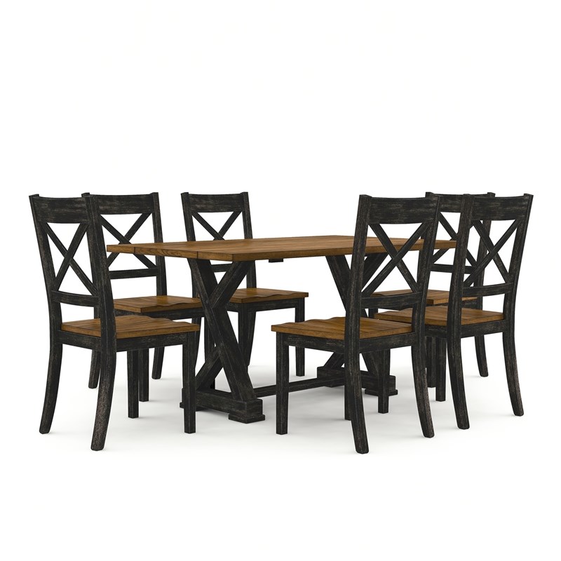 Furniture of America Tally 7-Piece Dining Set in Antique Gray Wood Finish