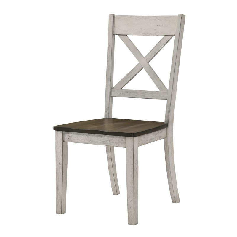 Furniture of America Tally Rustic Dining Chairs in White Wood (Set of 2)