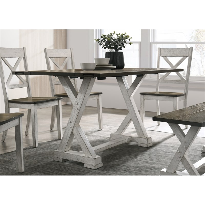 Furniture of America Tally Wood Drop Leaf Dining Table in White and ...