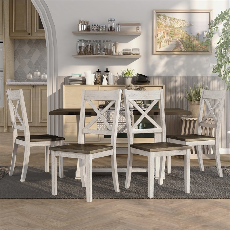 Furniture of America Tally 5-Piece Dining Set in Antique White Wood Finish