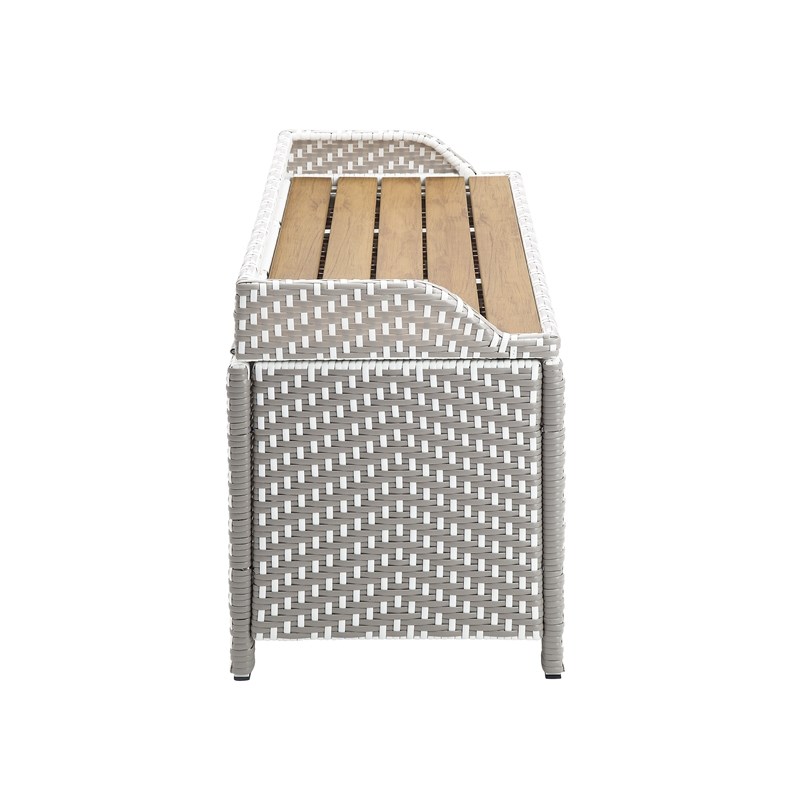 FOA Gray Aluminum Patio Loveseat & Storage Bench Outdoor Set of 2