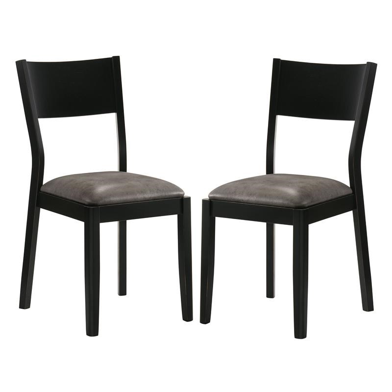 Furniture of America Kapok Wood Padded Dining Chair in Black and Gray (Set of 2)