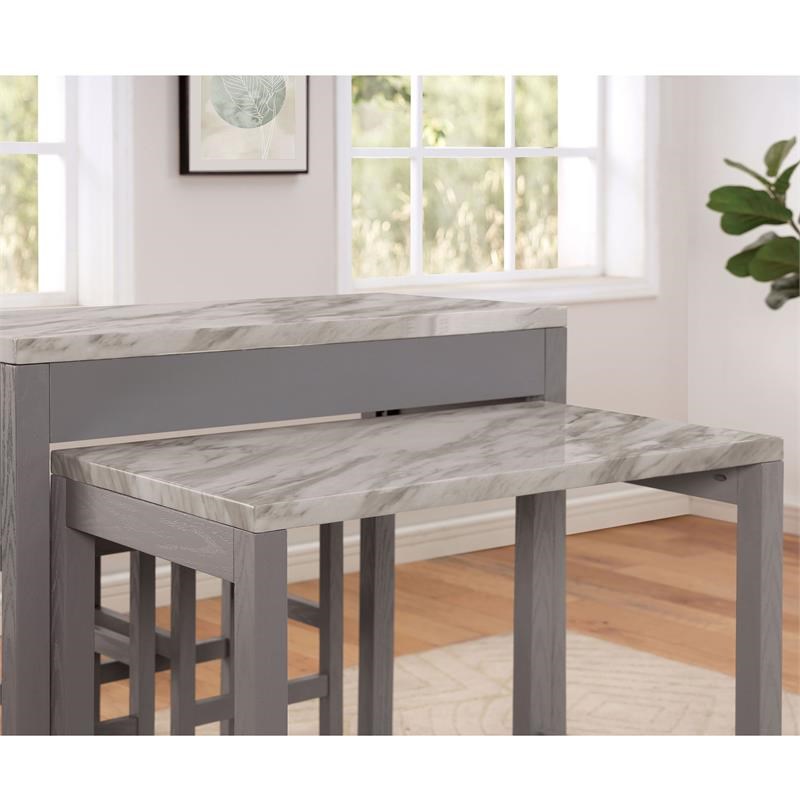 Furniture of America Ficus Rustic Wood Nested Counter Dining Table in Gray