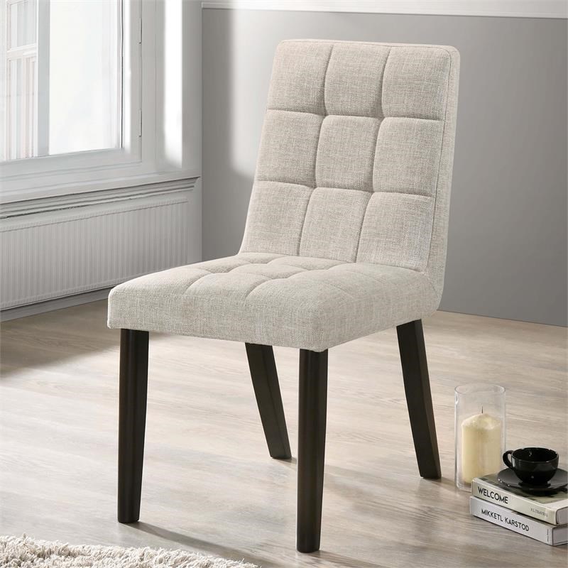 Furniture of America Kokum Fabric Upholstered Dining Chair in Beige (Set of 2)