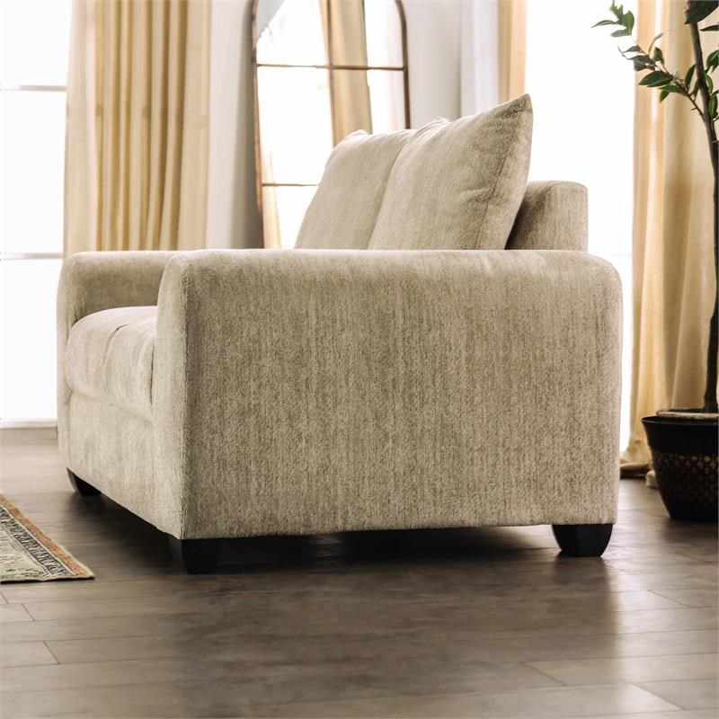 Furniture of America Pryna Contemporary Chenille Upholstered Loveseat in Beige