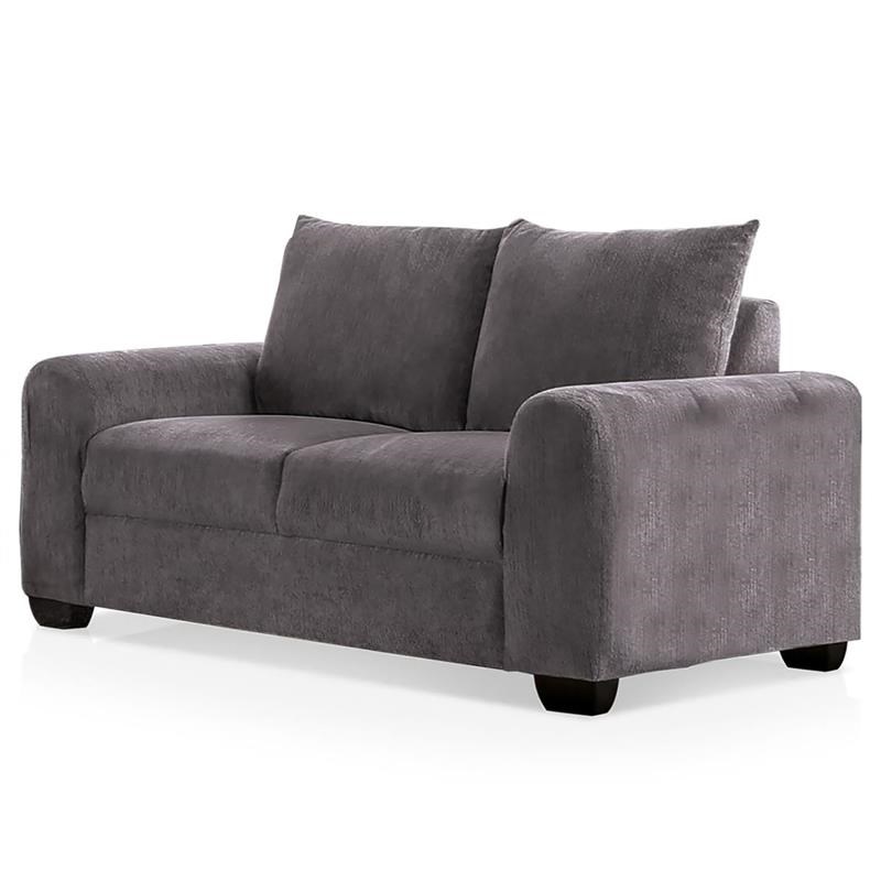 Furniture of America Pryna Contemporary Chenille Upholstered Loveseat in Gray