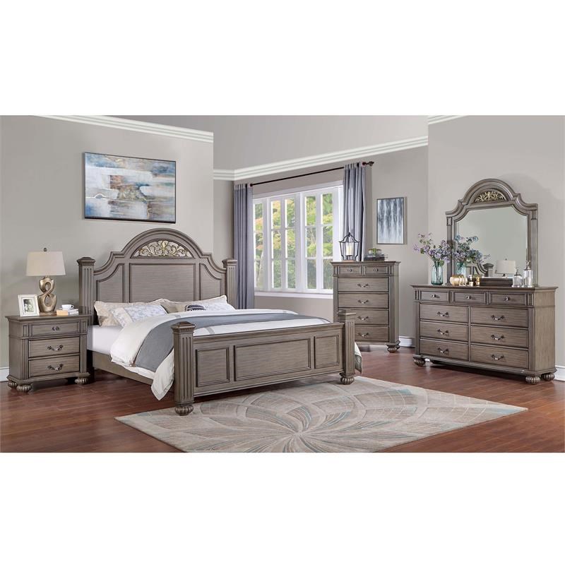 Furniture of America Damos Traditional Solid Wood 6-Drawer Chest in Gray