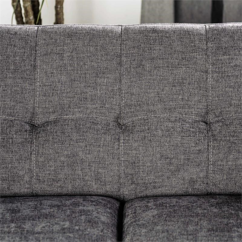Furniture of America Kaity Mid-Century Modern Fabric Tufted Loveseat in Gray