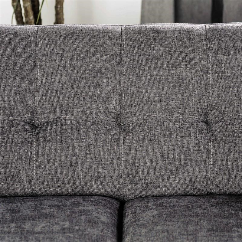 Furniture of America Kaity Mid-Century Modern Fabric Tufted Sofa in Gray