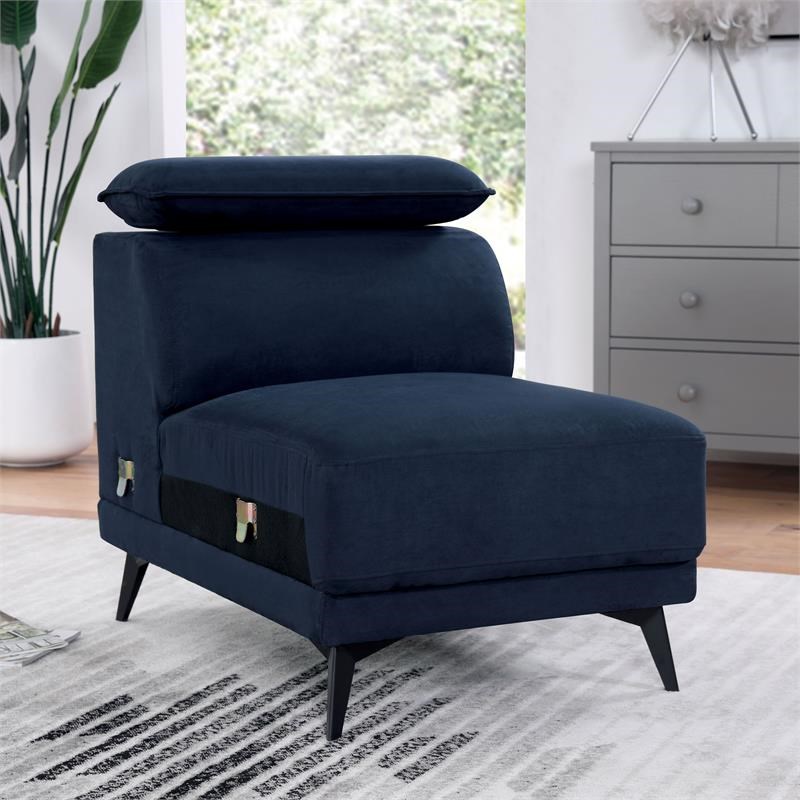Furniture of America Borno Fabric Sectional with Armless Chair in Navy