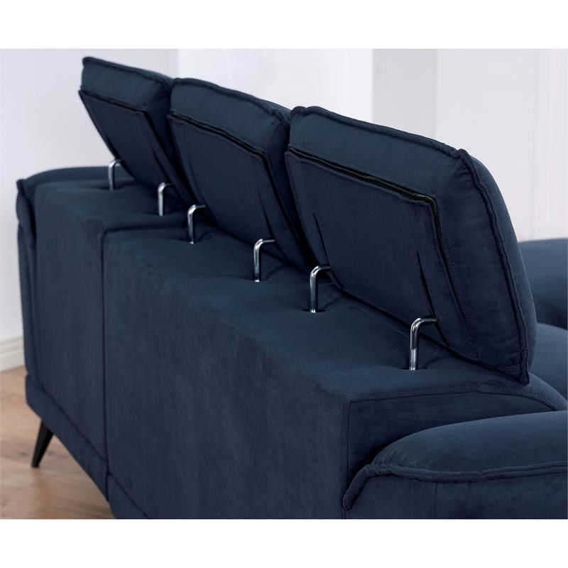 Furniture of America Borno Fabric Sectional with Armless Chair in Navy
