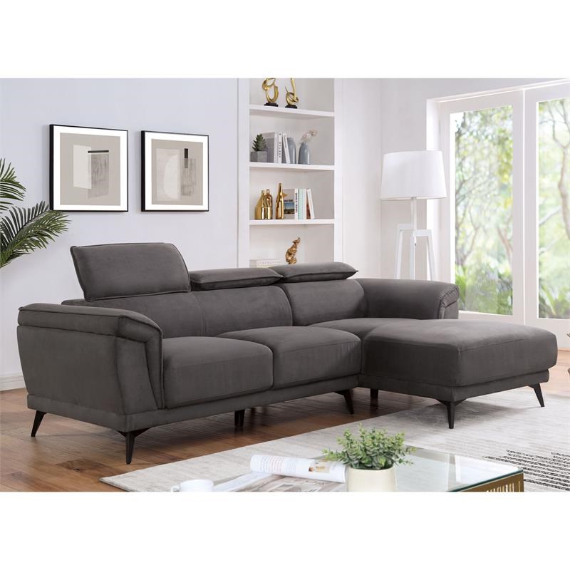 Furniture of America Borno Fabric Sectional with Armless Chair in Dark Gray