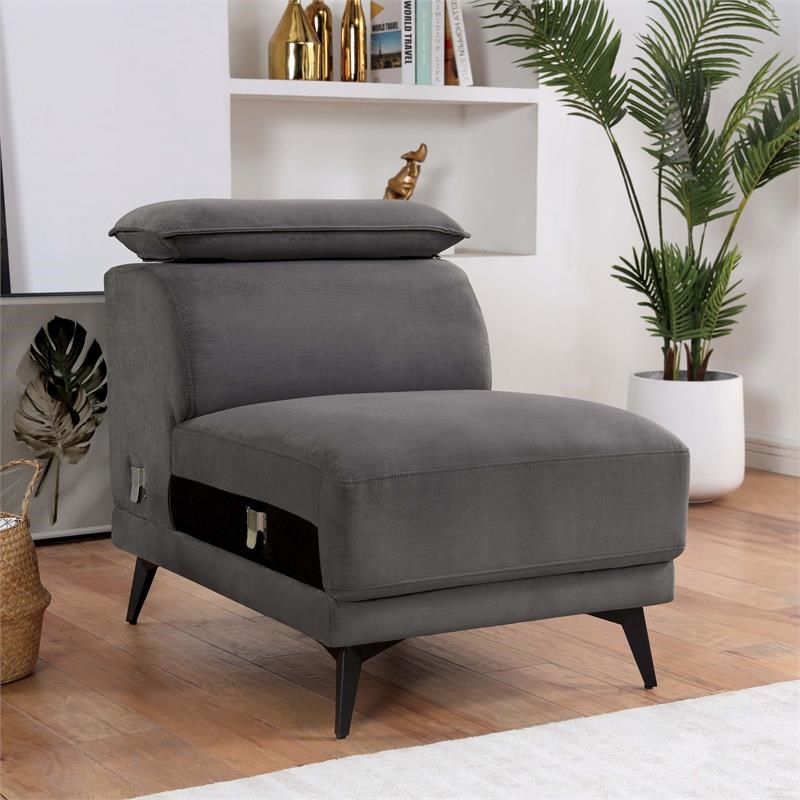Furniture of America Borno Fabric Sectional with Armless Chair in Dark Gray
