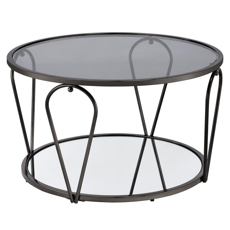 Furniture of America Miffa Contemporary Metal 2-Piece Coffee Table Set in Black
