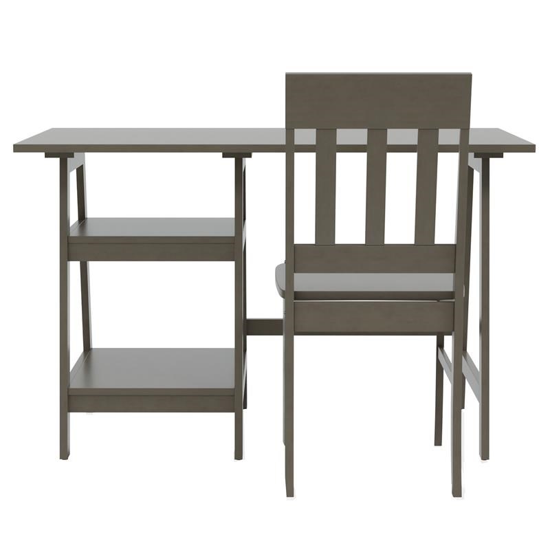Furniture of America Prenna Wood 2-Piece Writing Desk and Chair Set in Gray