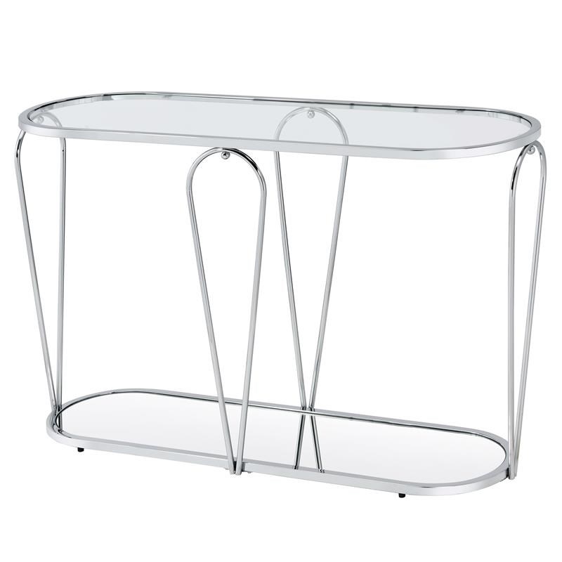 Furniture of America Miffa Contemporary Metal 1-Shelf Console Table in Chrome