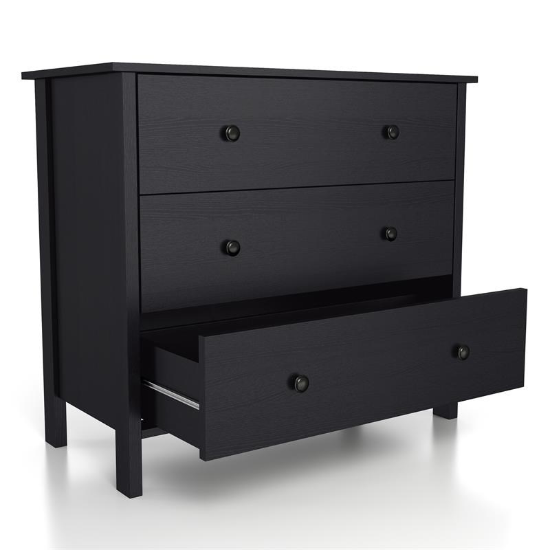 Furniture of America Reyes Rustic Wood 3-Drawer Dresser in Black