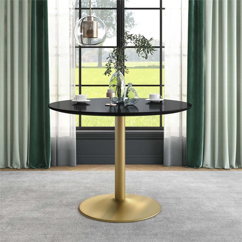 Furniture of America Holidaze Glam Metal Round Dining Table in Black ...