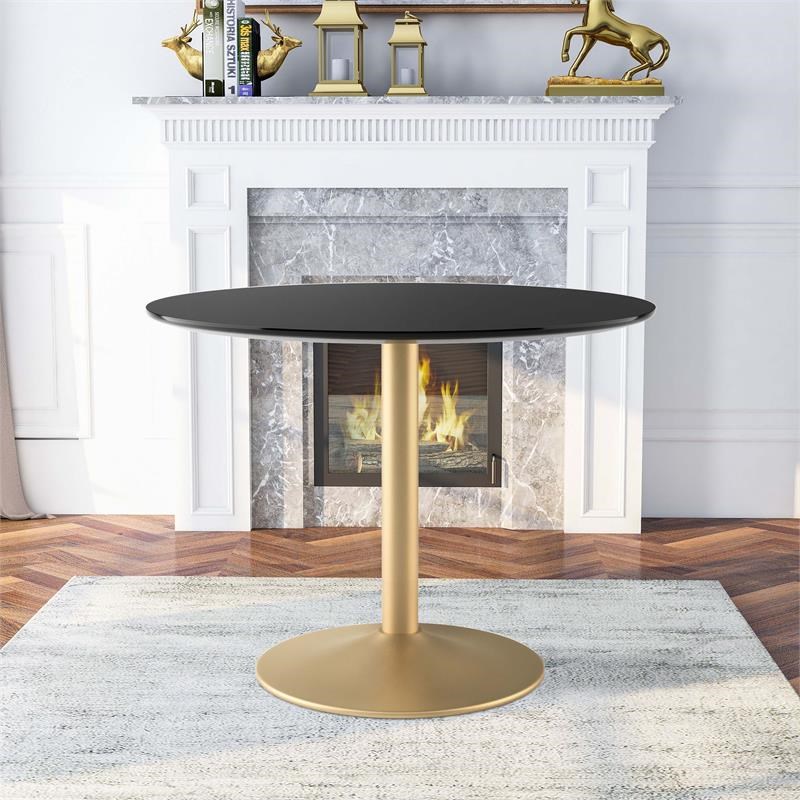Furniture of America Holidaze Glam Metal Round Dining Table in Black