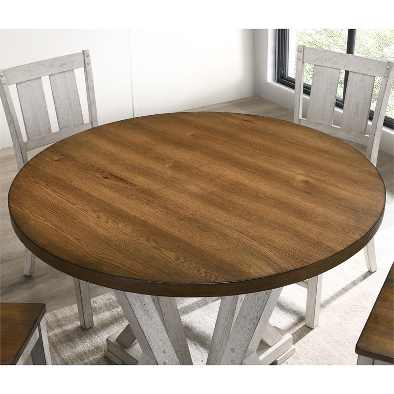 Furniture of America Huntington Wood Round Counter Height Table in Antique White