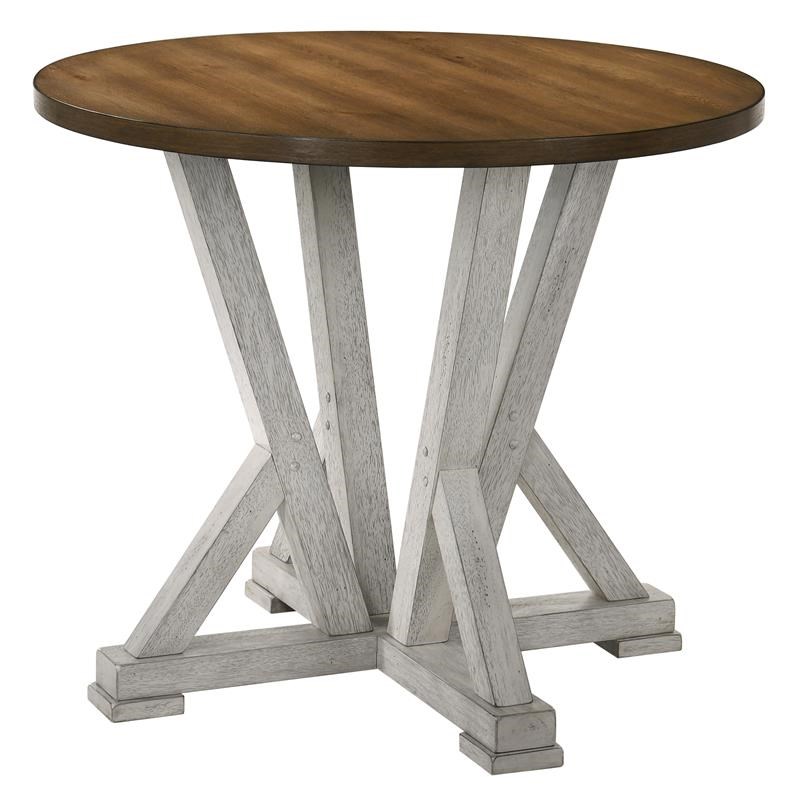 Furniture of America Huntington Wood Round Counter Height Table in Antique White