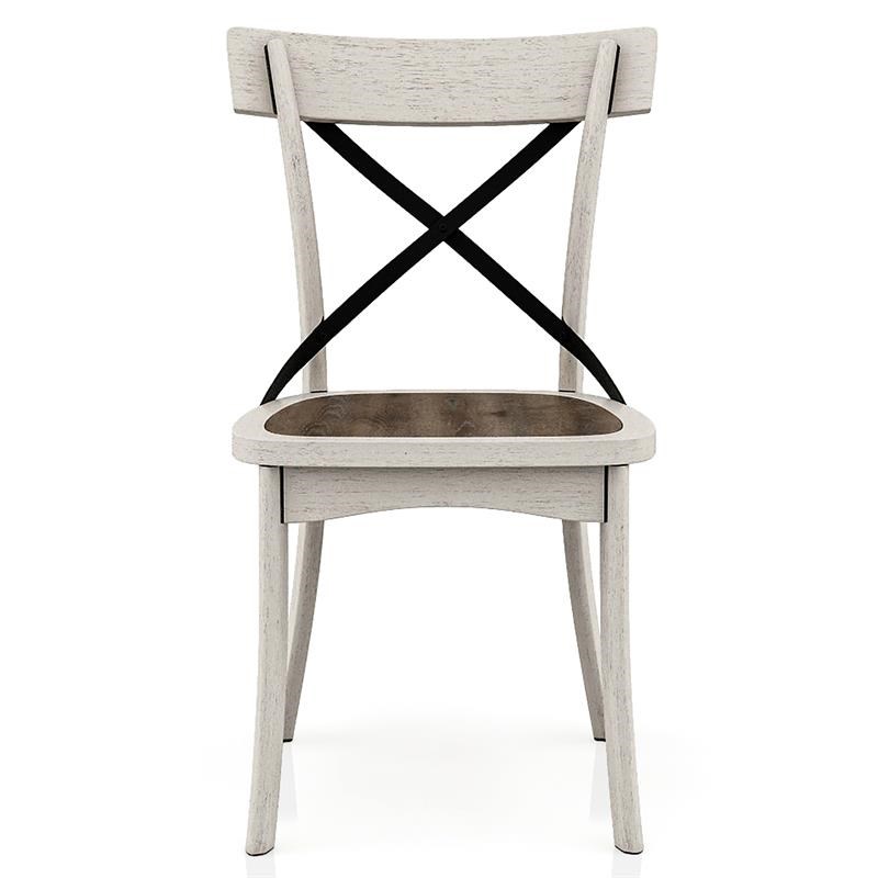 Furniture of America Knix Rustic Wood Dining Chair in Antique White (Set of 2)