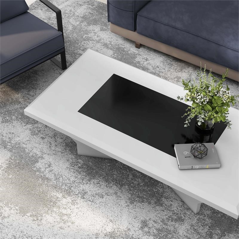 Furniture of America Avens Contemporary Wood Geometric Coffee Table in White