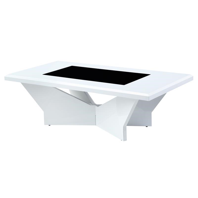Furniture of America Avens Contemporary Wood Geometric Coffee Table in White
