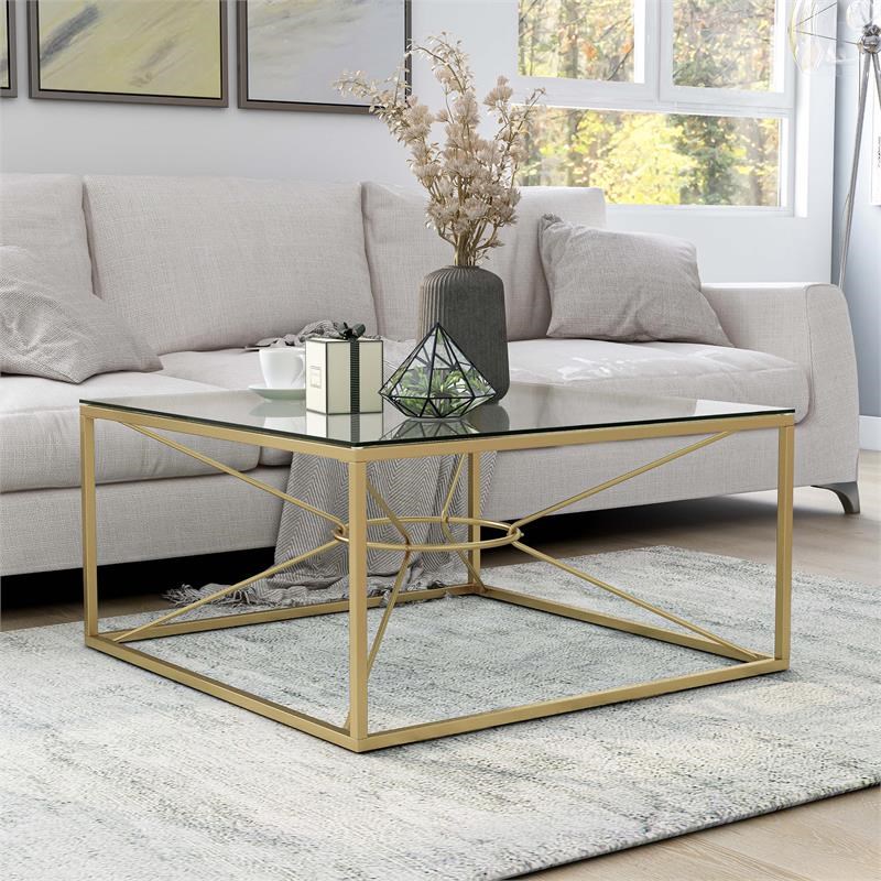 Furniture of America Cevelle Contemporary Metal 2-Piece Coffee Table Set in Gold
