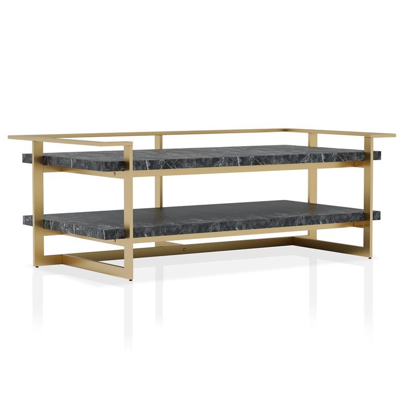 Furniture of America Meliman Metal 3-Piece Coffee Table Set in Gold and Black