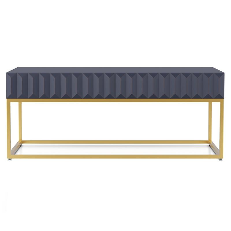 Furniture of America Giffore Metal 2-Piece Coffee Table Set in Antique Blue