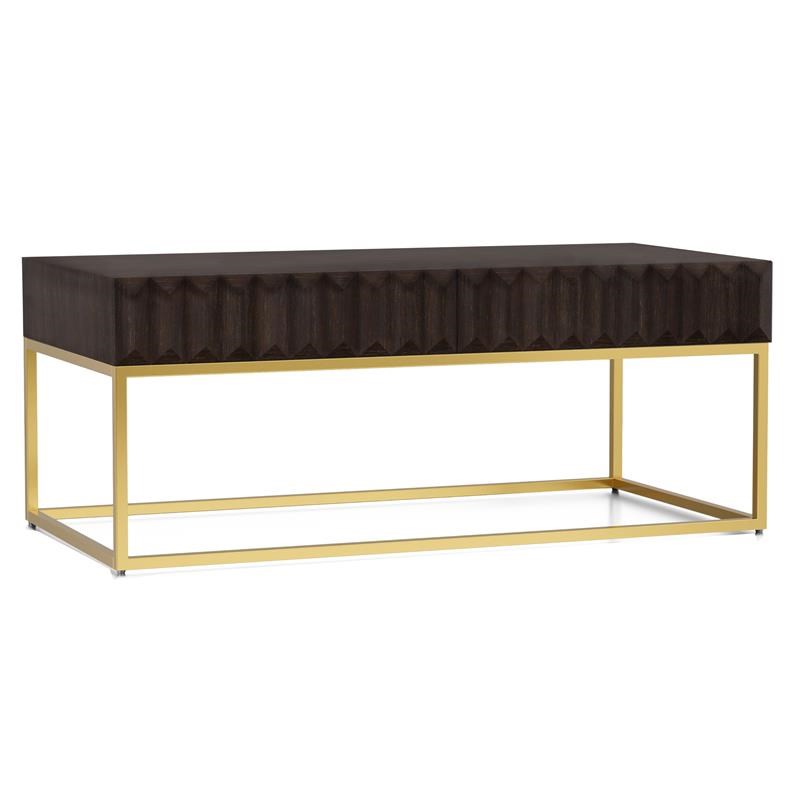 Furniture of America Giffore Metal 2-Piece Coffee Table Set in Walnut