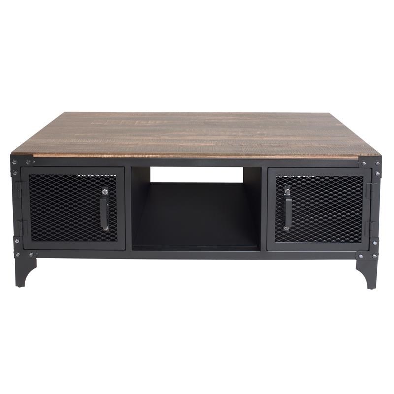 Furniture of America Edam Metal 2-Piece Coffee Table Set in Sand Black