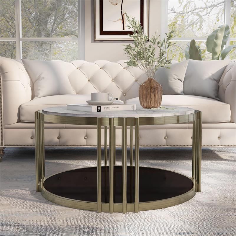 Furniture of America Kual Contemporary Metal 2-Piece Coffee Table Set ...