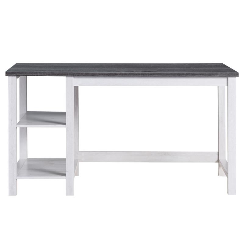 Furniture of America Cressida Modern Wood Desk with Shelves in White Oak