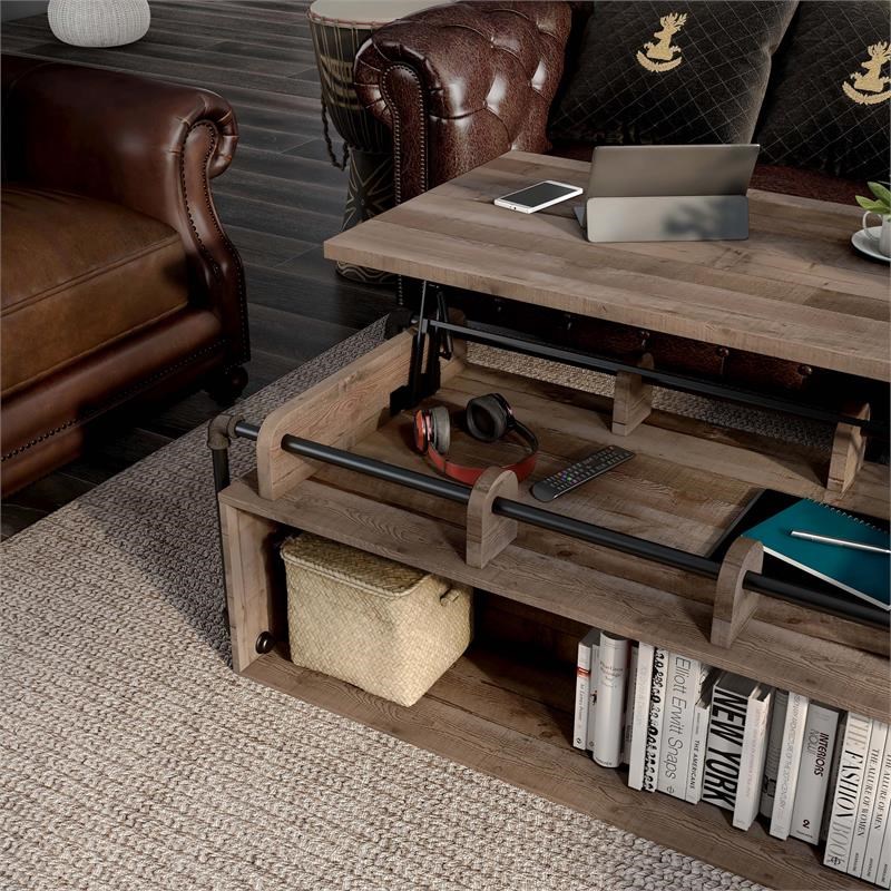 Furniture of America Karin Wood Lift-Top Coffee Table in Reclaimed Barnwood