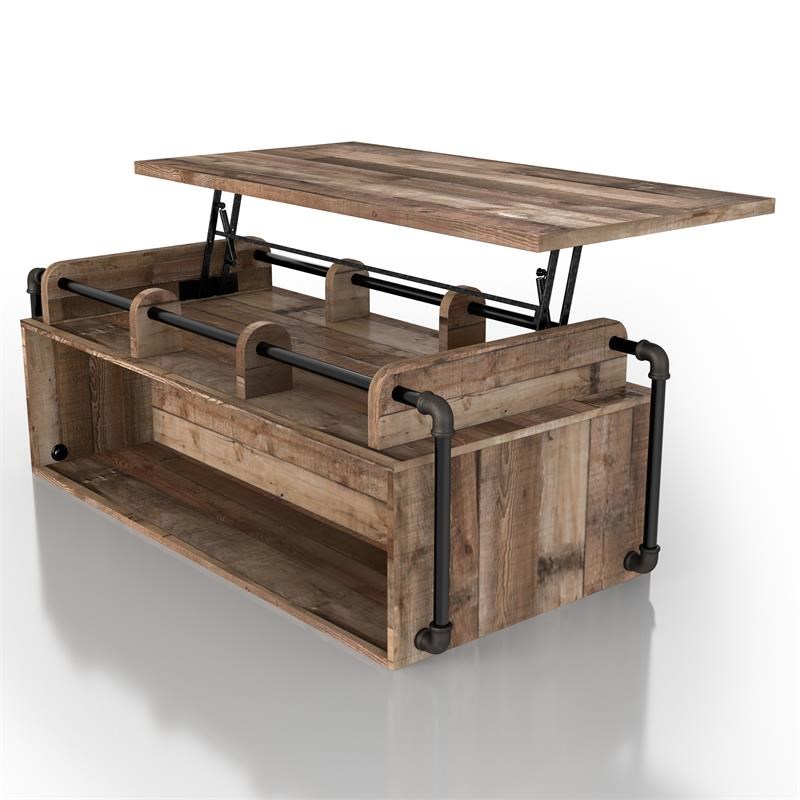 Furniture of America Karin Wood LiftTop Coffee Table in Reclaimed