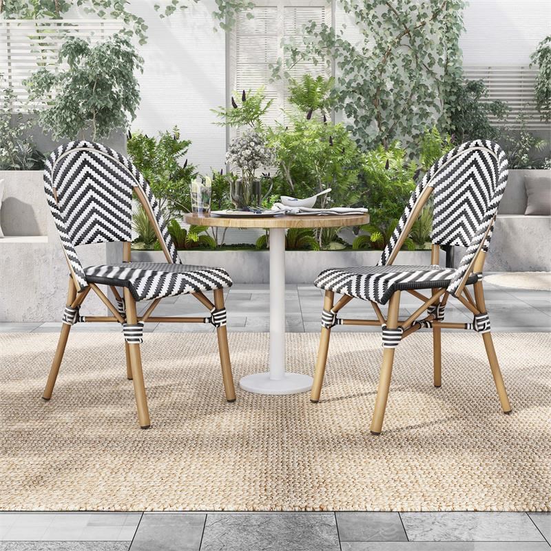 Furniture of America Acti Modern Aluminum Patio Dining Chair in Black (Set of 4)
