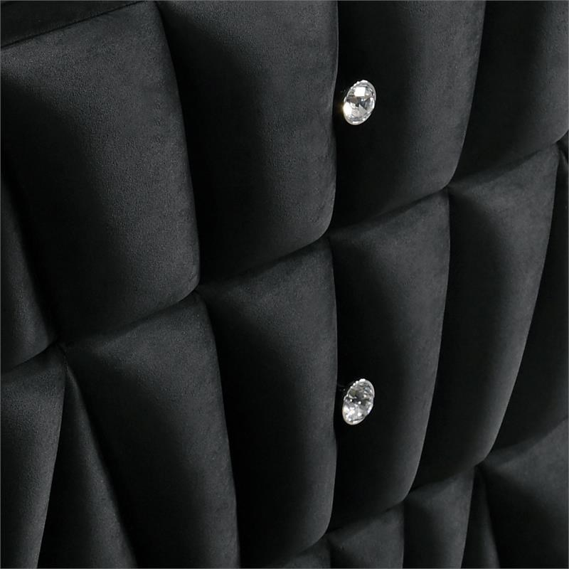 FOA Sakan 6pc Black Fabric Bed Set-King+2 Nightstands+Chest+Dresser+Mirror