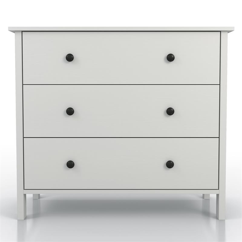 Furniture of America Reyes Rustic Wood 3-Drawer Dresser in White Set of 2