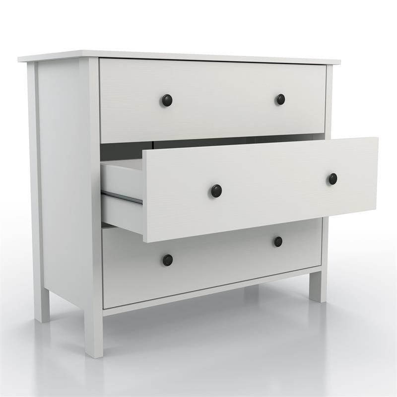 Furniture of America Reyes Rustic Wood 3-Drawer Dresser in White Set of 2